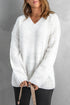 V Neck Drop Shoulder Knitted Sweater